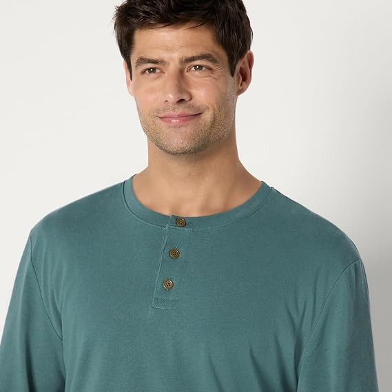 Green Long Sleeve Henley Shirt image 1
